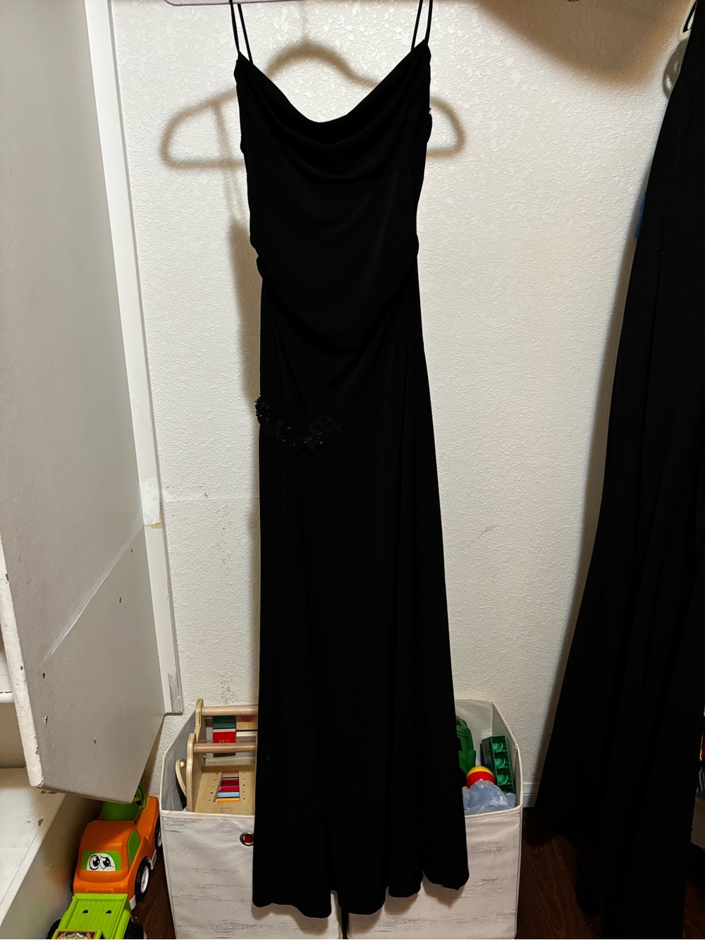 City Triangles Black Cowl Neck Maxi Slip Dress